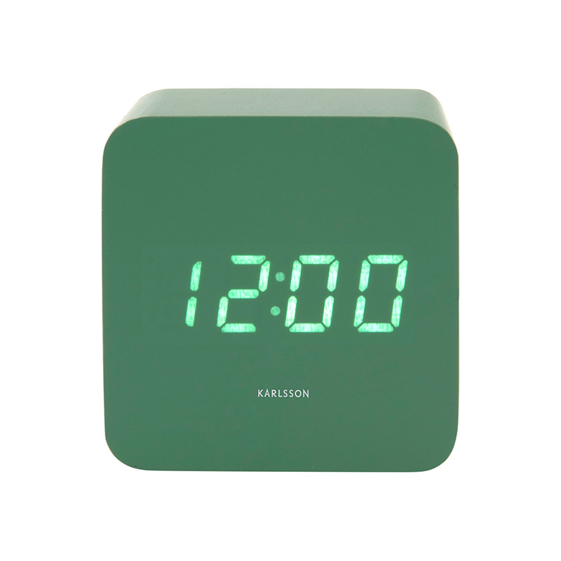 Réveil carré avec placage en bois orange