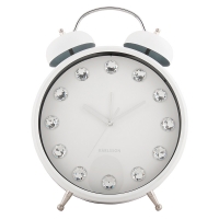 Réveil cloches Glam Diamonds XL en métal noir avec pierres synthétiques