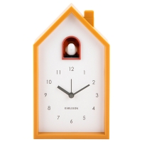 Réveil coucou en forme de maison, ocre-jaune