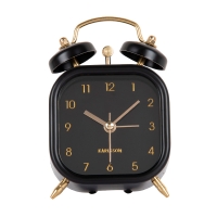 Réveil double cloches métal doré et noir mat