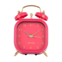 Réveil double cloches métal doré et rose mat