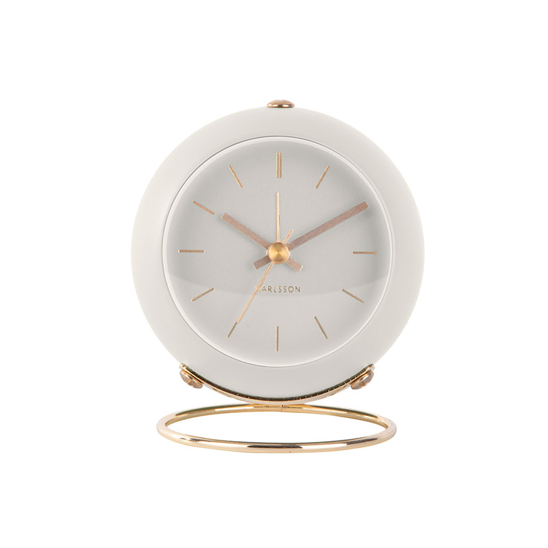 Réveil globe noir à poser, pied métal doré