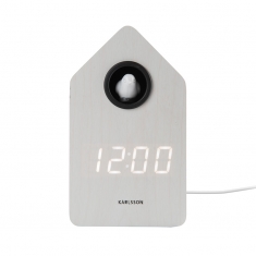 Réveil LED en placage de bois noir, avec coucou