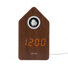 Réveil LED en placage de bois noir, avec coucou