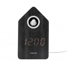 Réveil LED en placage de bois noir, avec coucou