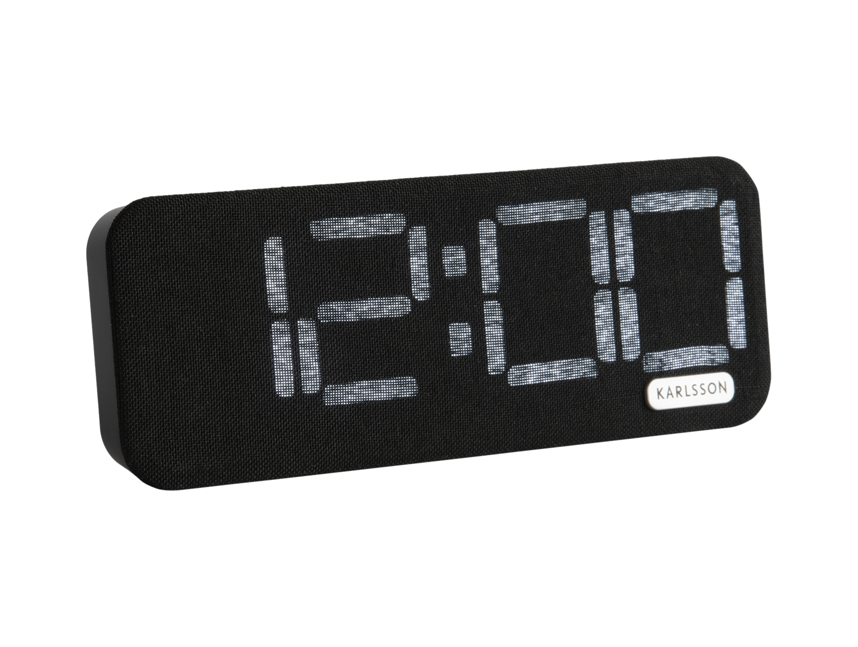 Réveil LED rectangulaire avec finition imitation tissu noir