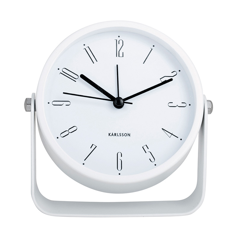 Réveil métal rose poudré inclinable sur pied