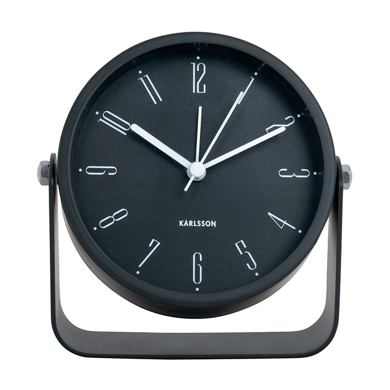 Réveil métal rose poudré inclinable sur pied