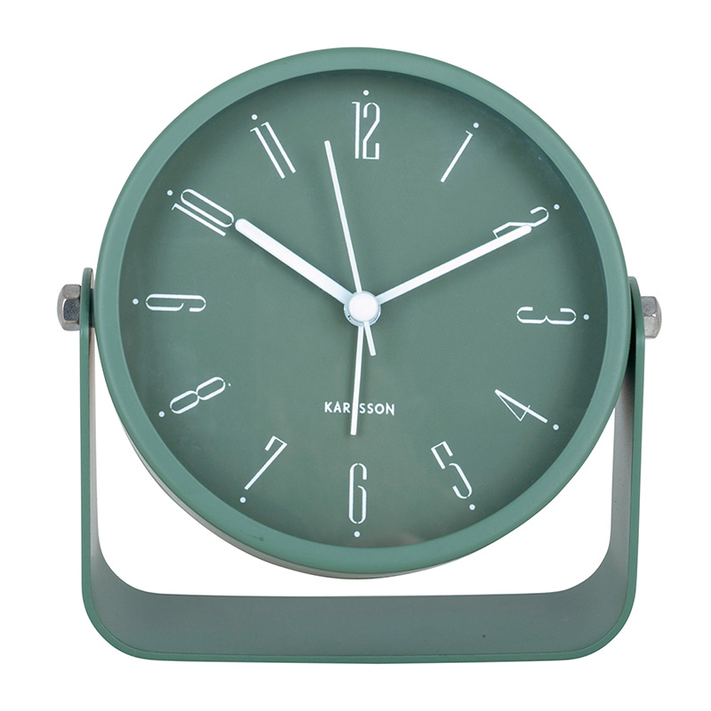 Réveil métal rose poudré inclinable sur pied