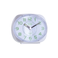 Réveil ovale couleur argent LAVAL, quartz silencieux, alarme et lumière verte