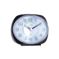 Réveil ovale noir LAVAL, quartz silencieux, alarme et lumière verte