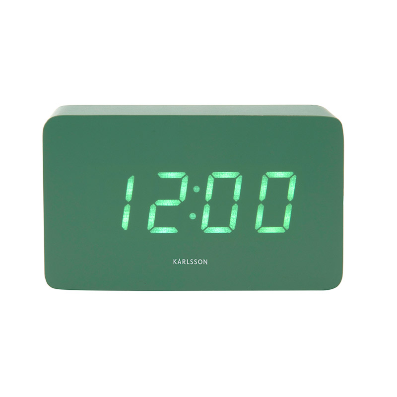 Réveil rectangle avec placage en bois vert