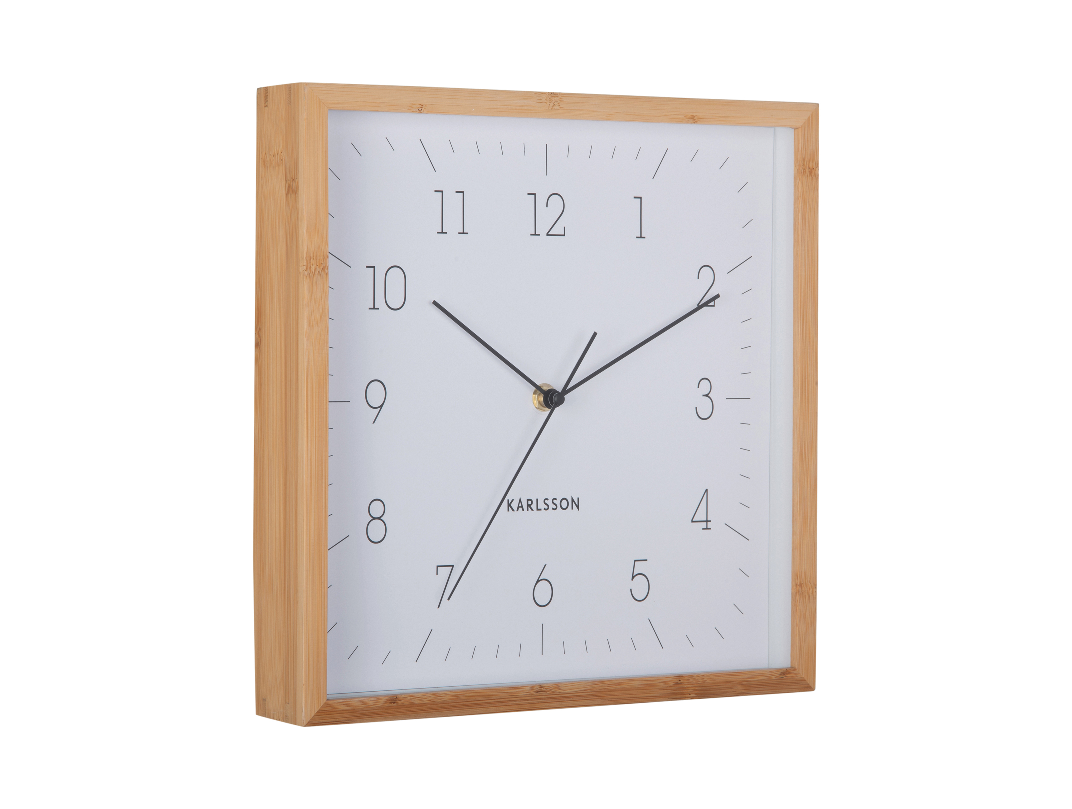 Réveil rectangle en bambou blanc