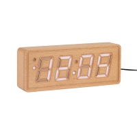 Réveil rectangulaire en bois de sapin, couleur bois foncé