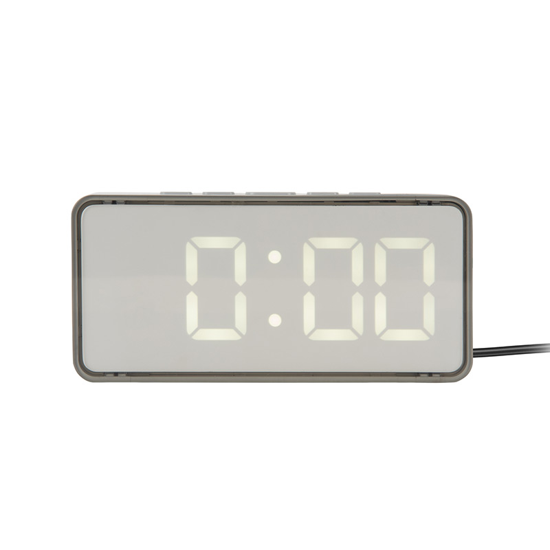Réveil rectangulaire gris avec écran LED gris