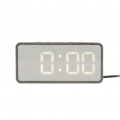 Réveil rectangulaire gris avec écran LED gris