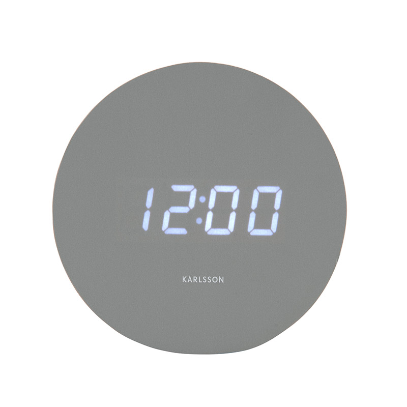 Réveil rond avec placage en bois gris