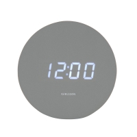 Réveil rond avec placage en bois gris