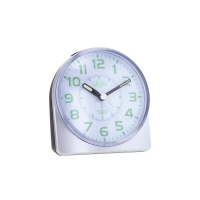 Réveil rond couleur argent LAVAL, quartz silencieux, alarme et lumière verte