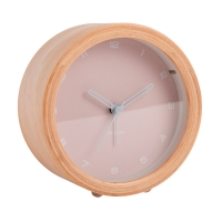 Réveil rond en bois, avec cadran bleu
