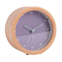 Réveil rond en bois, avec cadran bleu