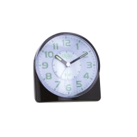 Réveil rond noir LAVAL, quartz silencieux, alarme et lumière verte