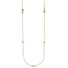 Sautoir à chaîne boules en acier doré et des boules en aventurine