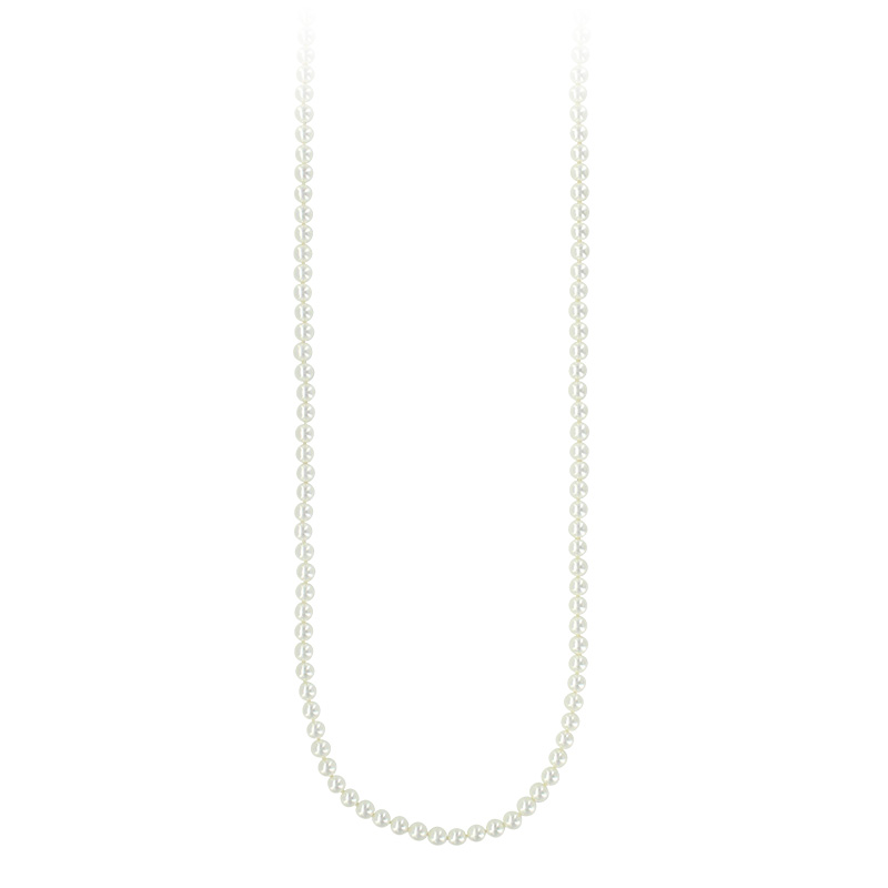 Sautoir à fermoir laiton doré en perles de Majorque blanches