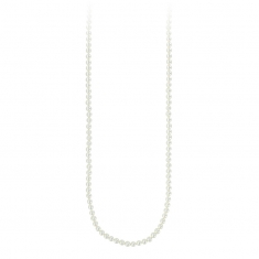 Sautoir à fermoir laiton doré en perles de Majorque blanches