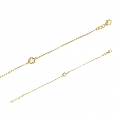 Sautoir argent 925/1000 doré MADRE PERLA orné de nacre forme fleur