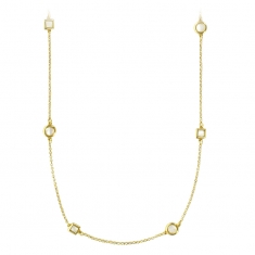 Sautoir argent 925/1000 doré MADRE PERLA orné de nacres ronds et carrés