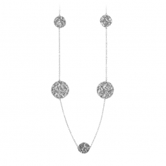 Sautoir argent 925/1000 rhodié orné de motifs ronds aspect froissé