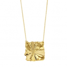 Sautoir carré froissé argent 925/1000 doré brillant