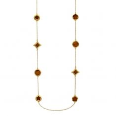 Sautoir en argent 925/1000 doré avec motifs en oeil de tigre