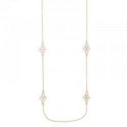 Sautoir étoiles dans ronds aspect diamanté maille jaseron, argent 925/1000 doré