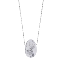 Sautoir Howlite, chaîne argent 925/1000 platiné