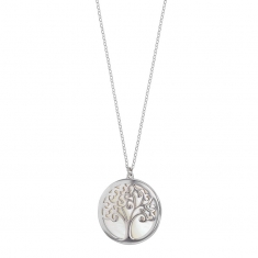 Sautoir MADRE PERLA arbre de vie en nacre et argent 925/1000 rhodié