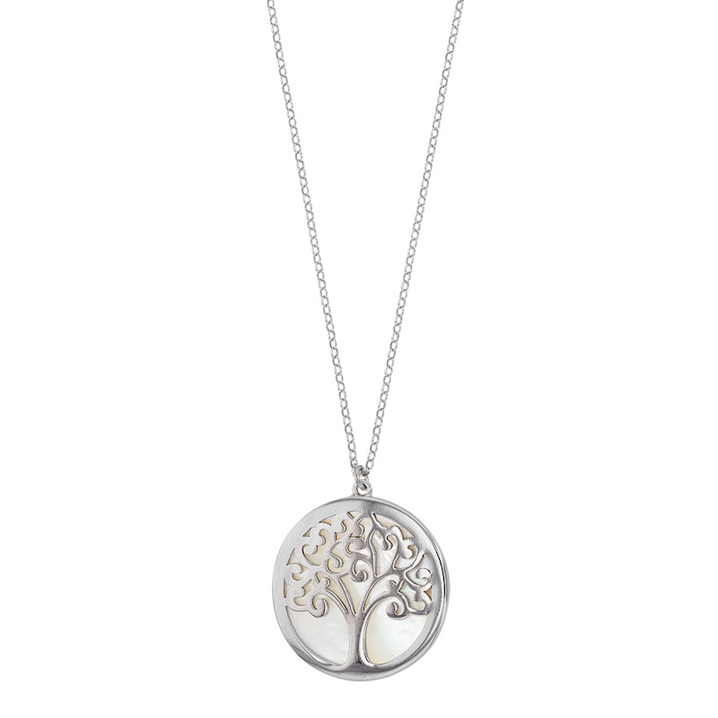 Sautoir MADRE PERLA arbre de vie en nacre et argent 925/1000 rhodié