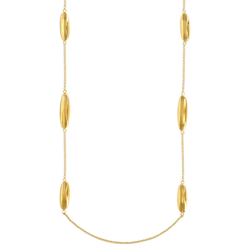 Sautoir orné d'olivettes, argent 925/1000 doré