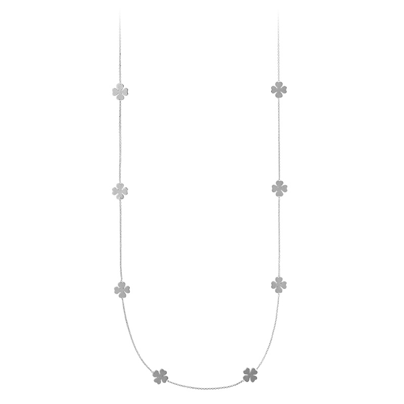 Sautoir orné de trèfles à 4 feuilles argent rhodié 925/1000