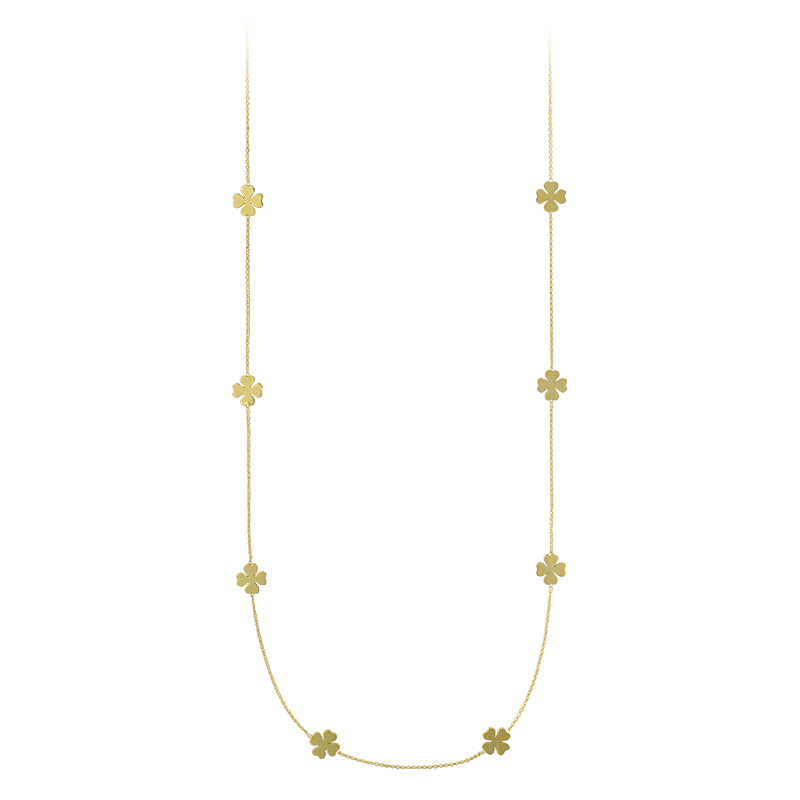 Sautoir orné de trèfles à 4 feuilles argent rhodié 925/1000