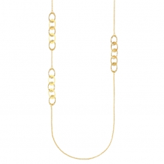 Sautoir ovales brossés et ciselés, argent 925/1000 platiné