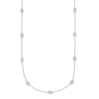 Sautoir oxydes ronds sertis clos, 90cm, argent 925/1000 rhodié