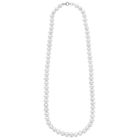 Sautoir perles d'eau douce rondes blanches de culture, fermoir en argent 925/1000 rhodié