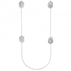 Sautoir ronds entrelacés brossés, argent 925/1000 platiné