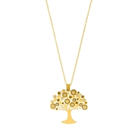 Sautoir SOLAIRE en argent 925/1000 doré Arbre de vie avec oxydes de zirconium