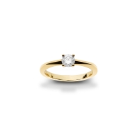 Solitaire diamant synthétique 0,25ct GVS, serti 4 griffes et Or jaune 750/1000