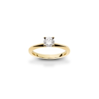Solitaire diamant synthétique 0,50ct GVS, serti 4 griffes et Or jaune 750/1000