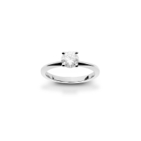 Solitaire diamant synthétique 0,75ct GVS, serti 4 griffes et Or blanc 750/1000