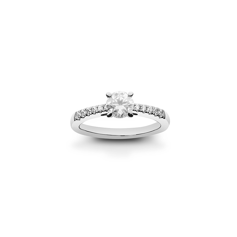 Solitaire diamants synthétiques 1ct GVS, serti 4 griffes et Or jaune 750/1000